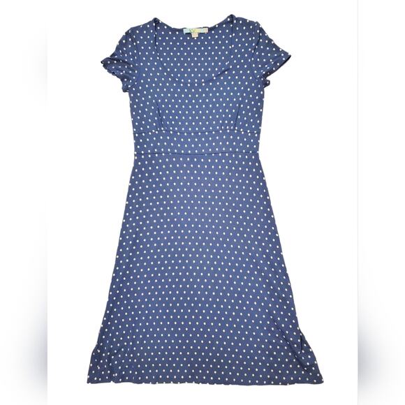 BODEN Blue Polka Dot Casual Pullover Dress Women's Sz 6 R - Picture 1 of 11